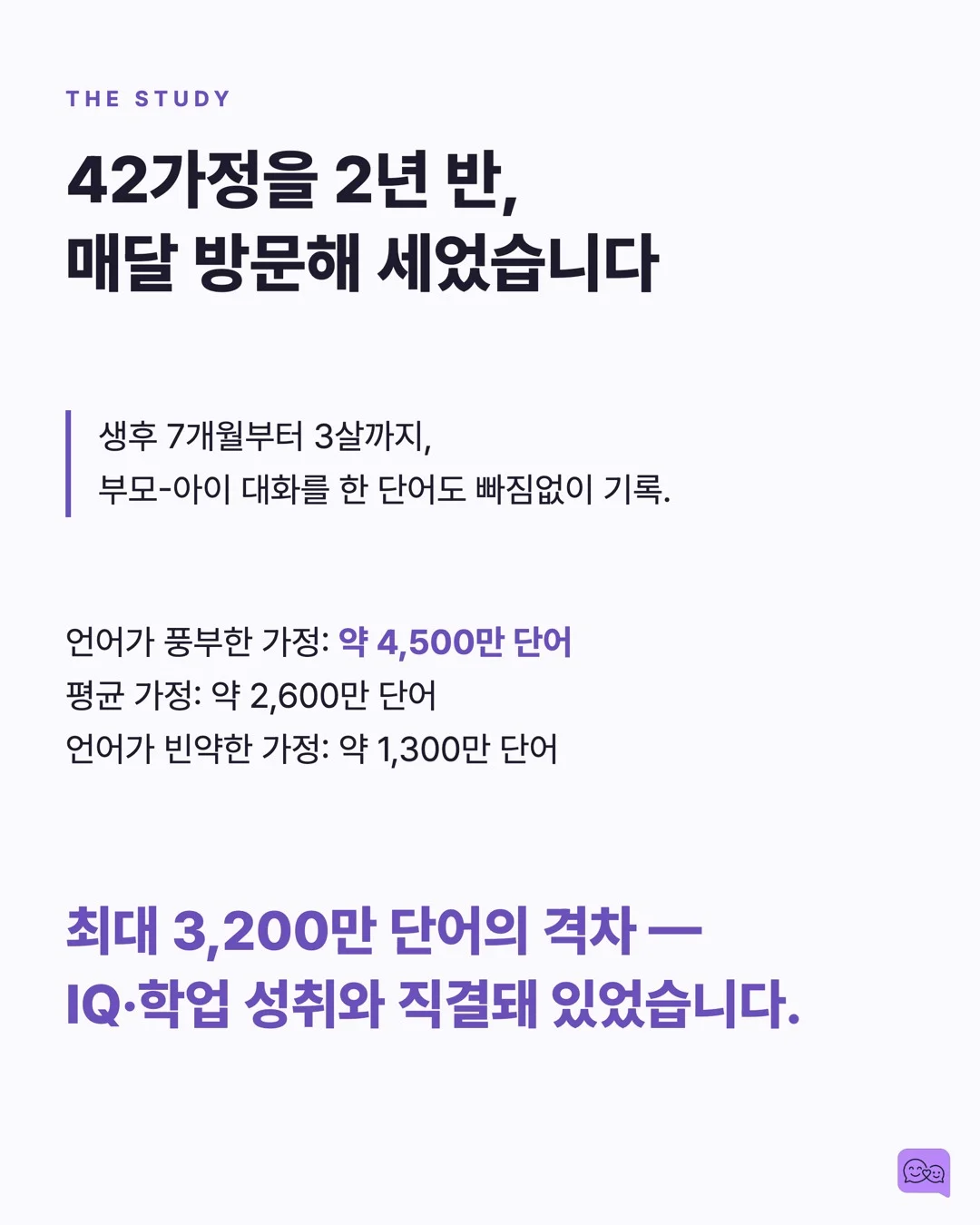 3천만 단어 격차: 부모의 말이 아이 뇌 크기를 바꾼다 — 요약 카드 3