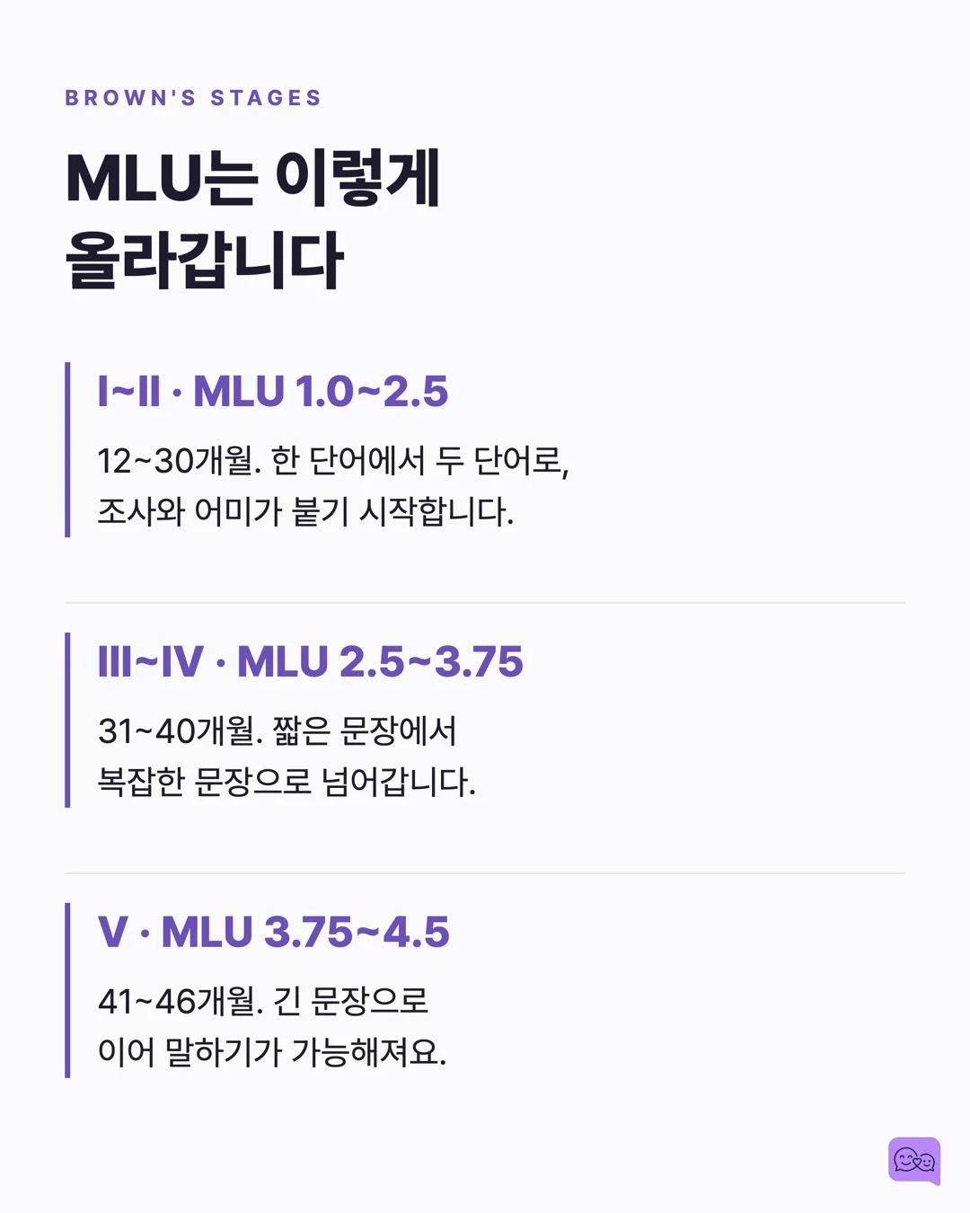 MLU란? 우리 아이 언어 발달을 숫자로 확인하는 방법 — 요약 카드 4